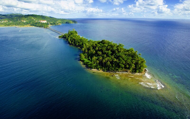 Aerial view of a tropical island