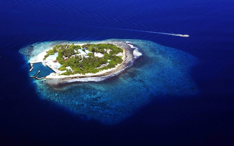 Aerial view of a tropical island