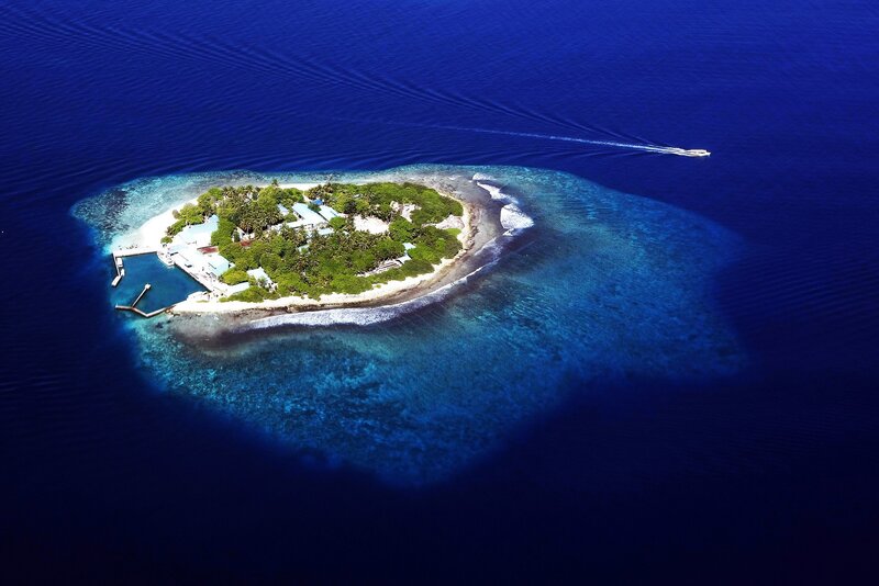 Aerial view of a tropical island