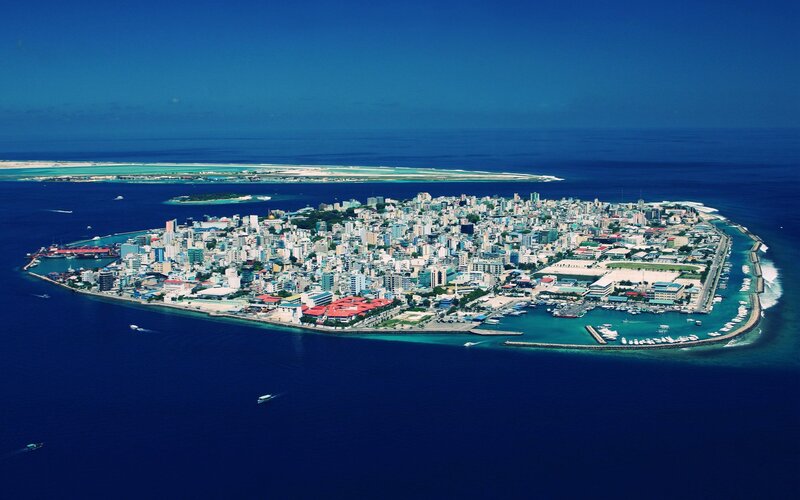 Aerial View of a Tropical Island — Blue