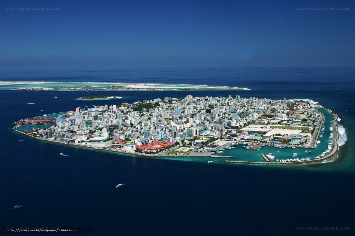 Aerial view of a tropical island city