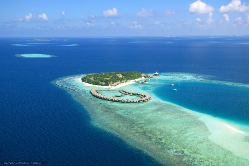 Aerial view of a tropical island resort
