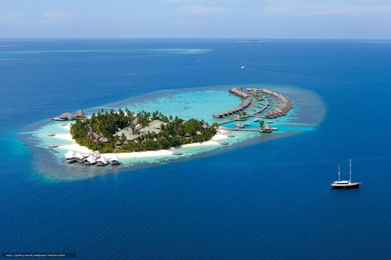 Aerial view of a tropical island resort