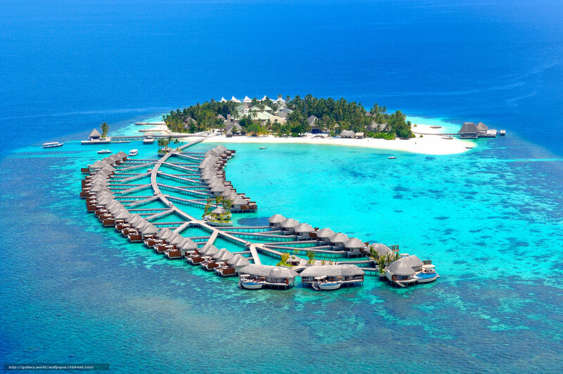 Aerial view of a tropical island resort