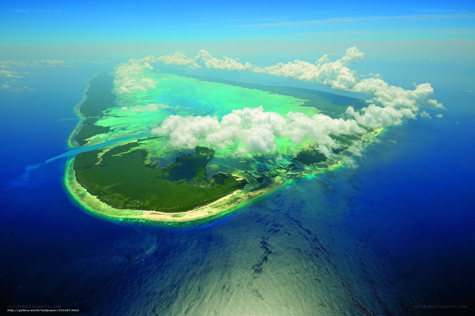 Aerial view of a tropical island