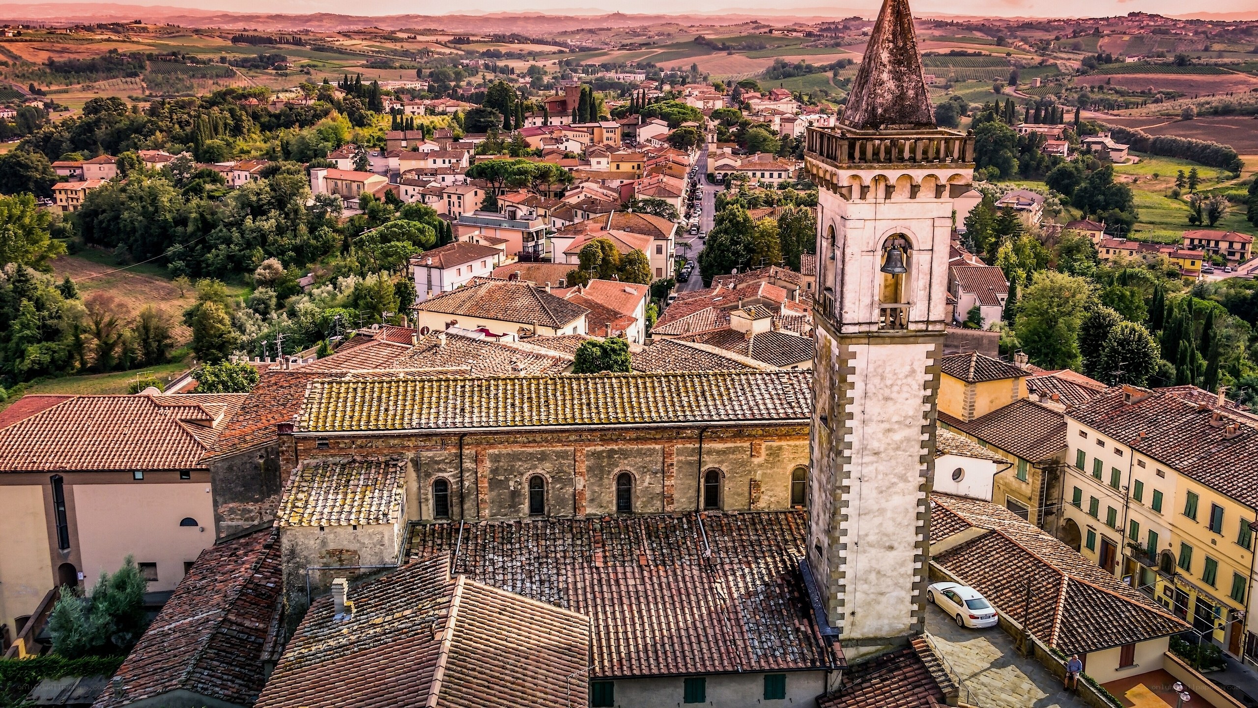 Aerial view of a Tuscan village