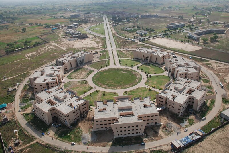 Aerial view of a university campus
