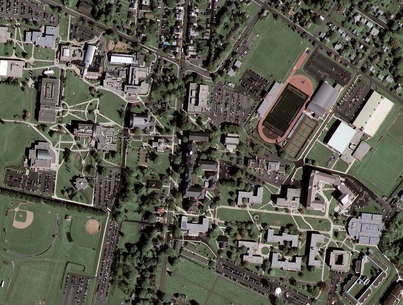 Aerial view of a university campus