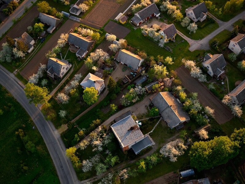 Aerial view of a village