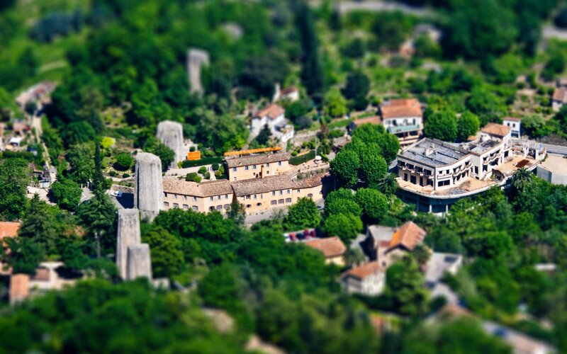 Aerial view of a village