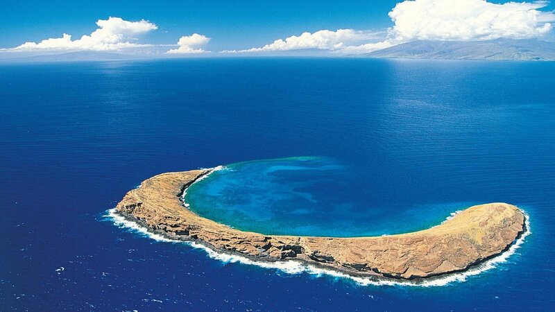 aerial view of a volcanic island