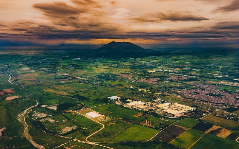 Aerial View of a Volcano — Green