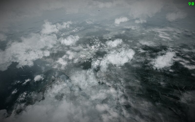 Aerial view of a war-torn landscape