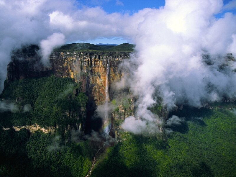 Aerial view of a waterfall