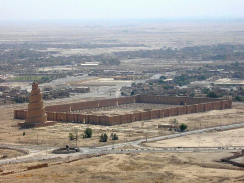 Aerial view of a ziggurat