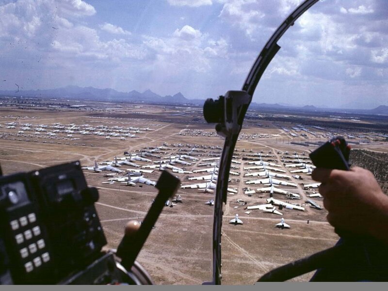 Aerial view of aircraft storage