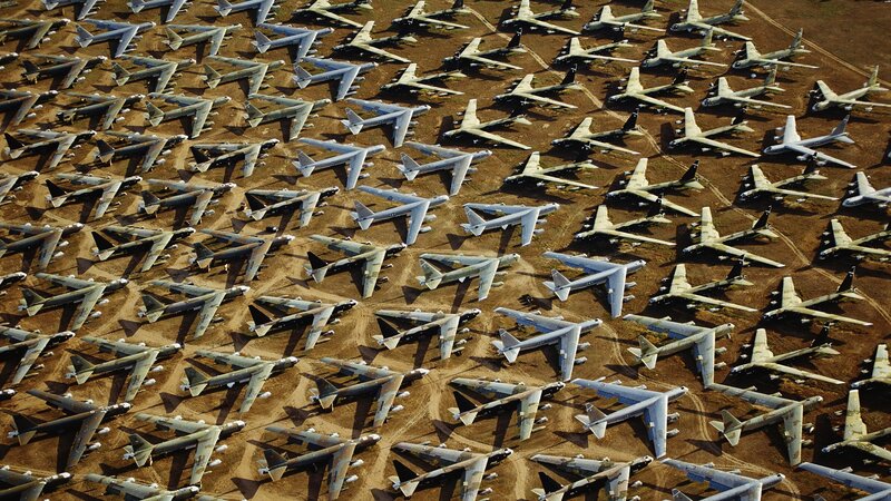 Aerial view of aircraft storage