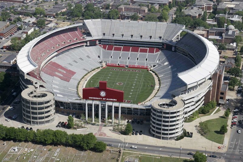 Aerial view of Alabama stadium