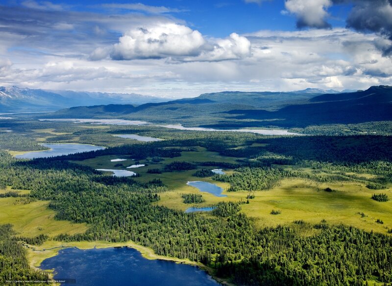 Aerial view of Alaskan wilderness