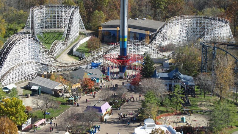 Aerial View of Amusement Park — White