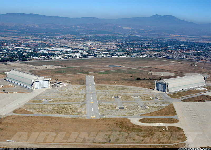 Aerial view of an airfield