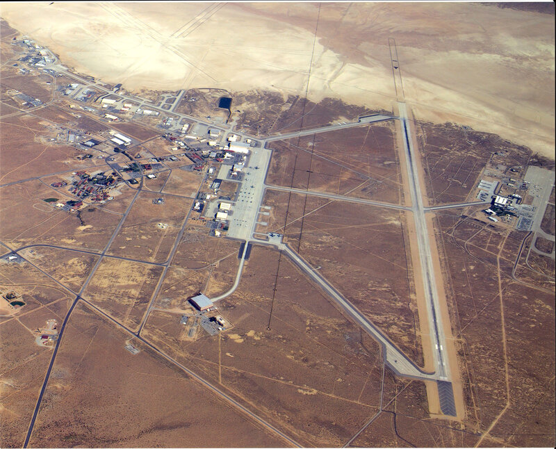 Aerial view of an airfield in a desert