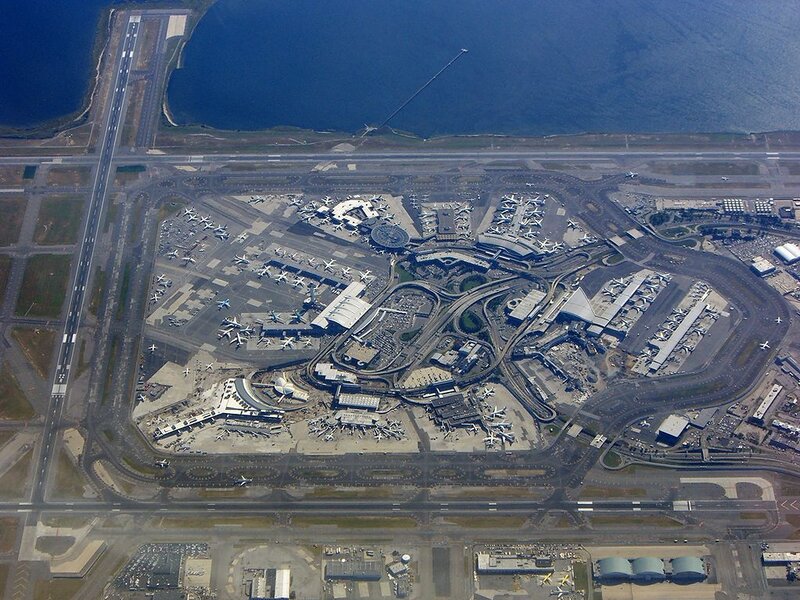 Aerial view of an airport