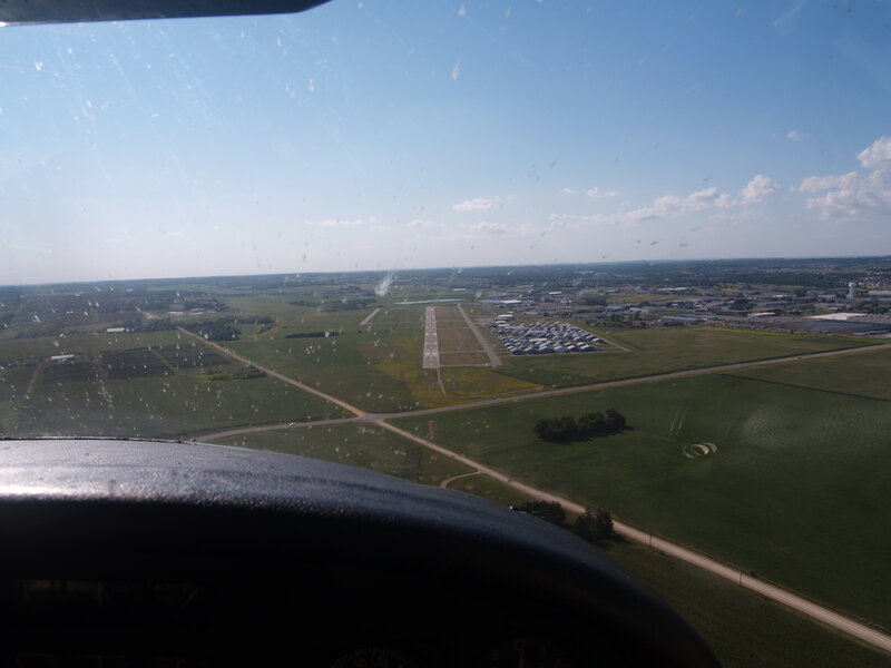 Aerial view of an airport runway