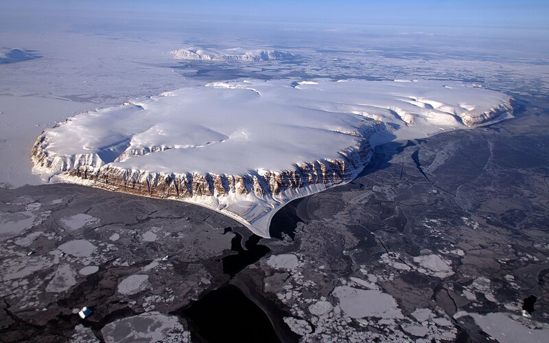 Aerial view of an ice island