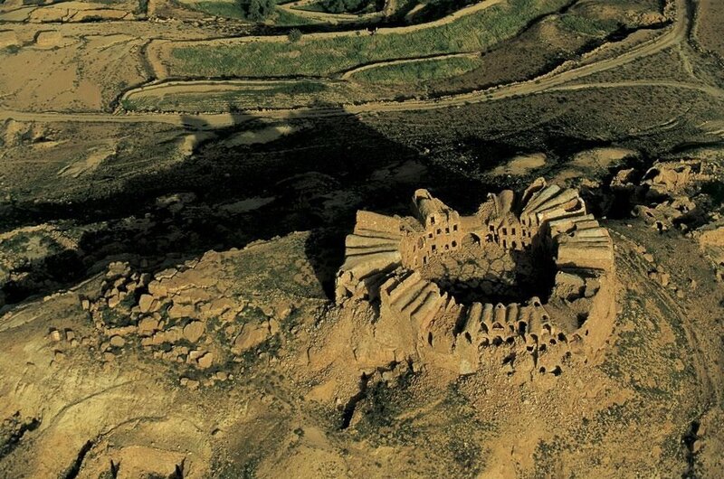 Aerial view of ancient ruins