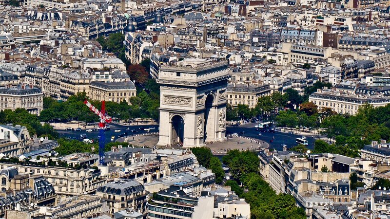 Aerial view of Arc de Triomphe