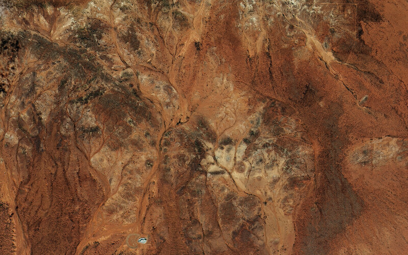 Aerial view of arid landscape