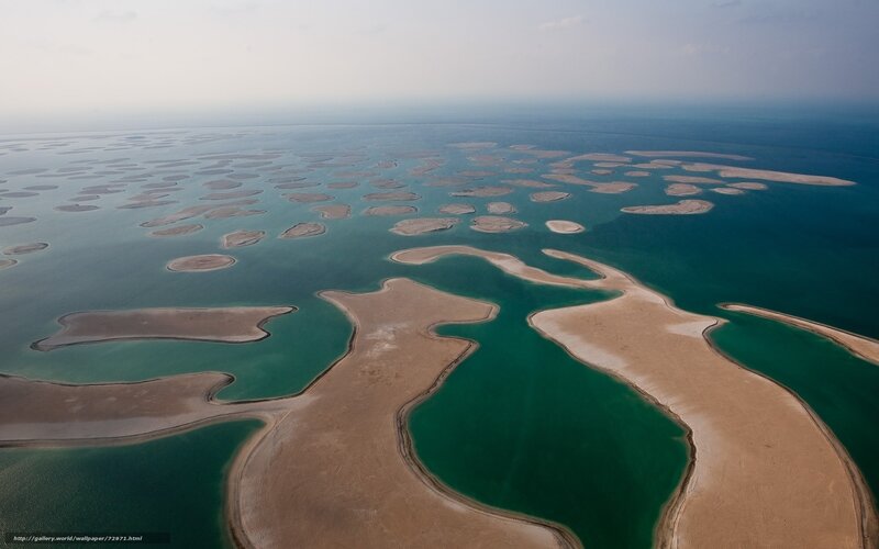 Aerial view of artificial islands