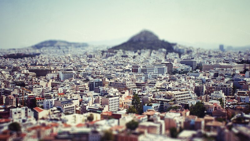 Aerial view of Athens cityscape