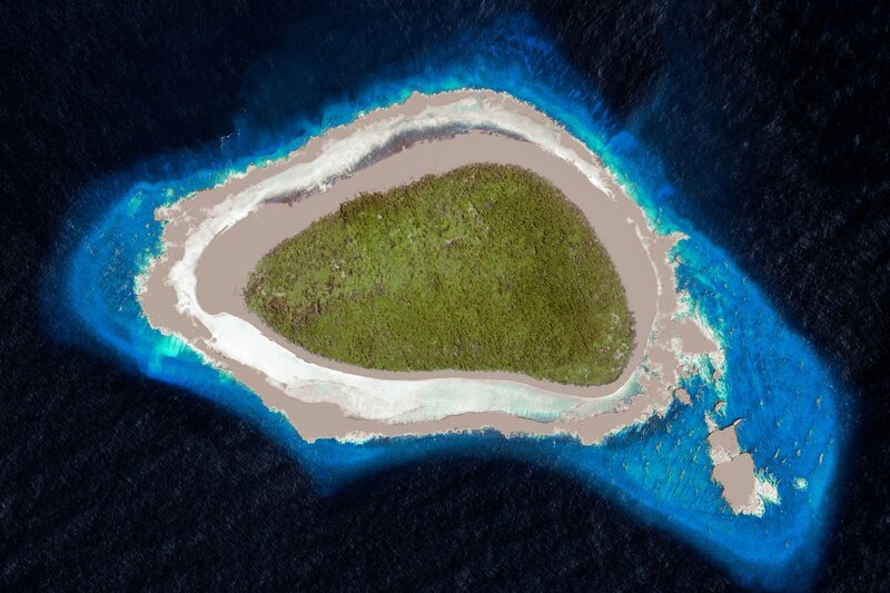 Aerial View of Atoll — Blue