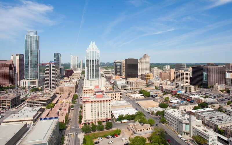 Aerial view of Austin skyline