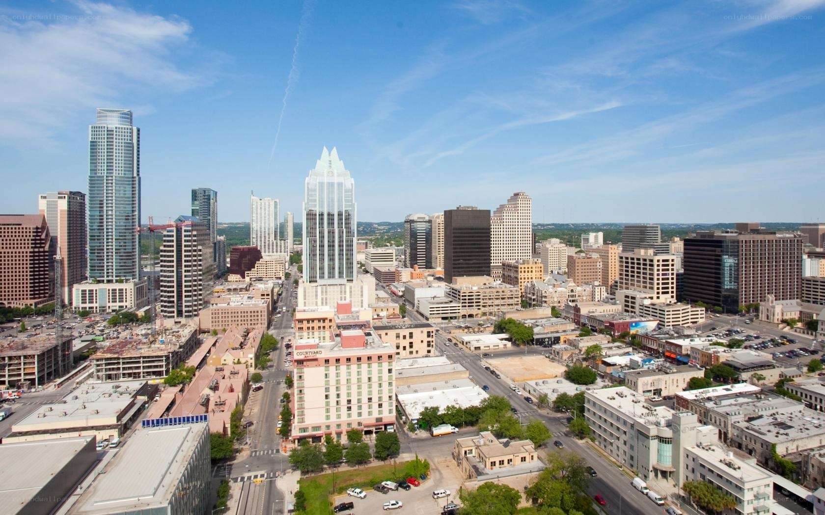 Aerial view of Austin skyline