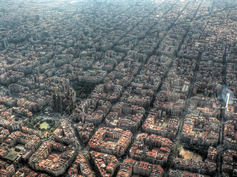 Aerial View of Barcelona — Gray