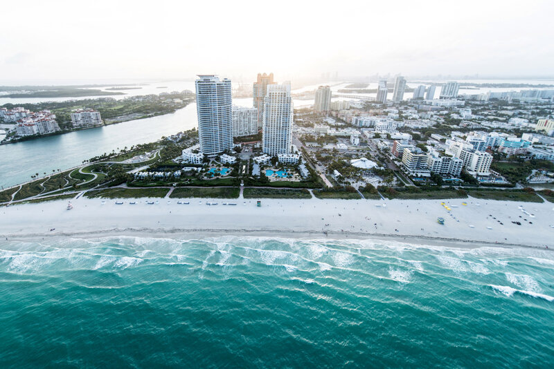 Aerial View of Beach City — Blue, Serene, Morning