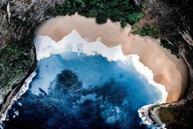 Aerial View of Beach Cove — Blue