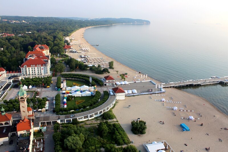 Aerial View of Beach Resort — Sand