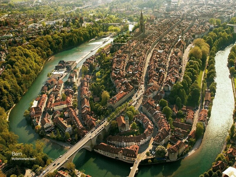 Aerial view of Bern city