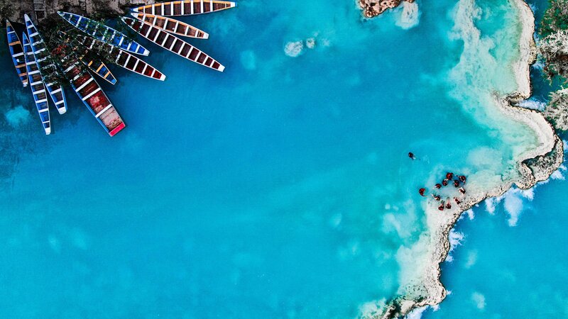 Aerial View of Boats — Blue