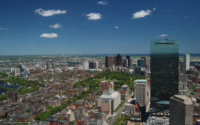 Aerial View of Boston — Blue, Clear
