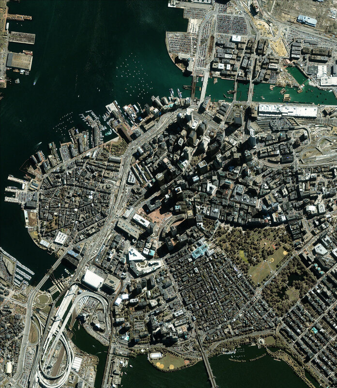 aerial view of boston harbor