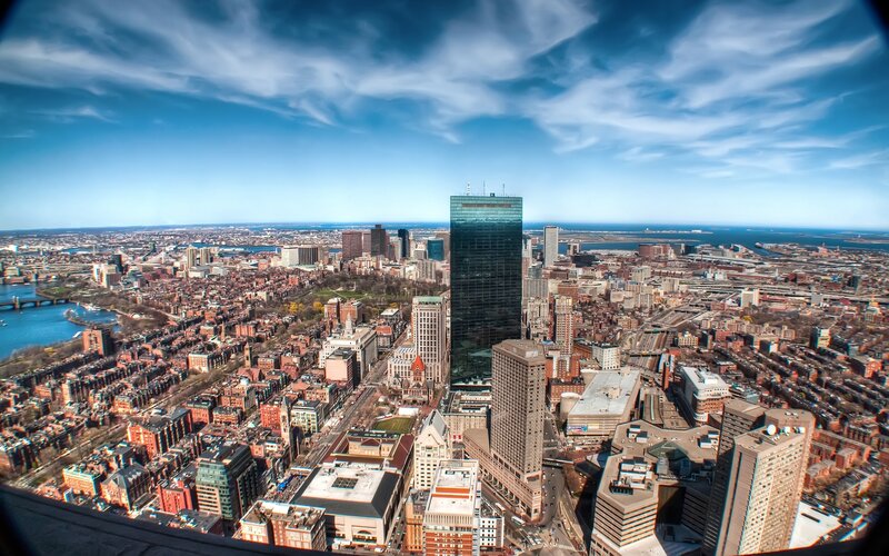Aerial view of Boston skyline