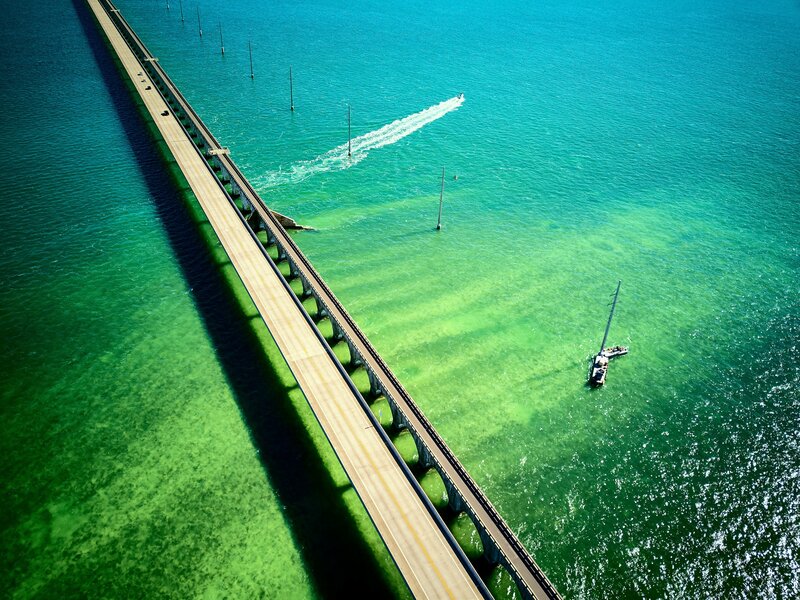 Aerial View of Bridge — Blue