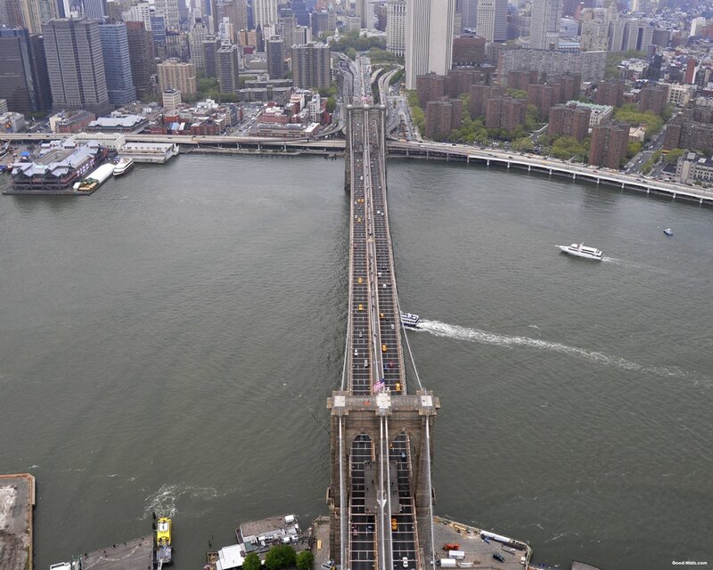 Aerial view of Brooklyn Bridge