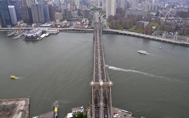 Aerial view of Brooklyn Bridge
