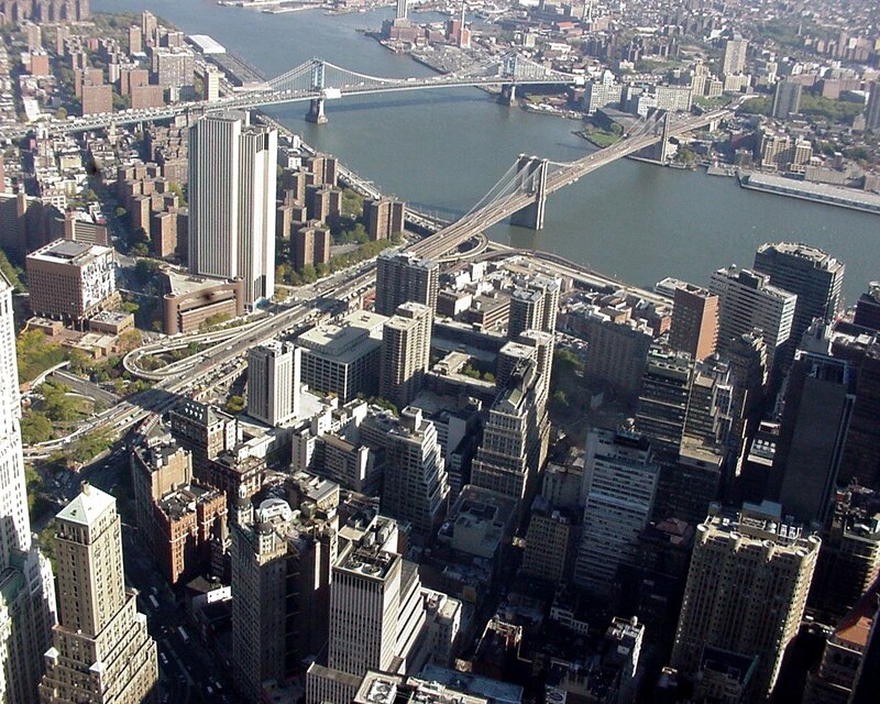 Aerial view of Brooklyn Bridge